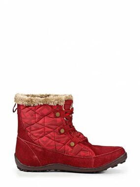 Columbia Women's Red Cherry Minx Shorty Quilt Faux Fur Ankle Snow Boots Size 8